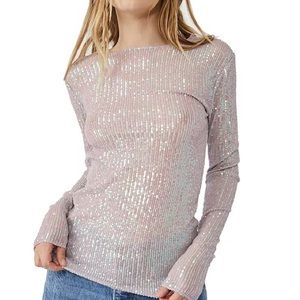 Women's Gold Rush Long-Sleeve Sequin Top